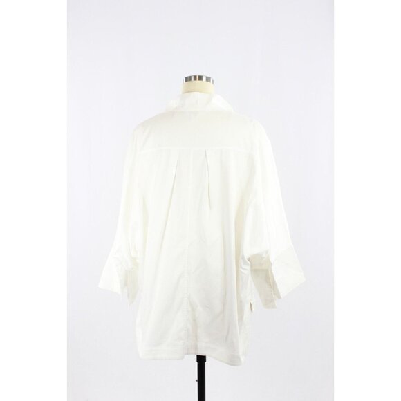 TED BAKER Avereye White Cotton Sateen Popover Batwing Blouse, Size 4/10 - Picture 4 of 14